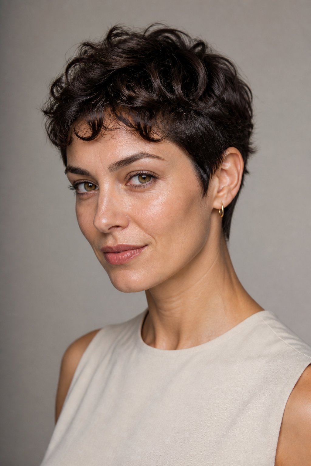 This pixie works with your natural hair. It enhances waves or curls.
