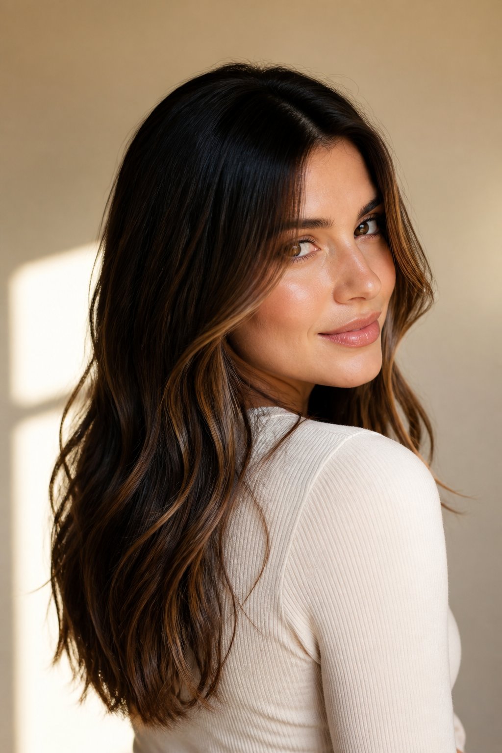 dark caramel highlights on medium brown hair