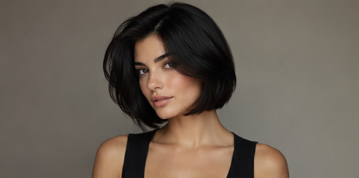 Realistic AI female image matching the black italian bob.