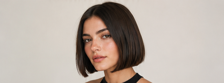 Realistic AI female image matching the blunt italian bob.