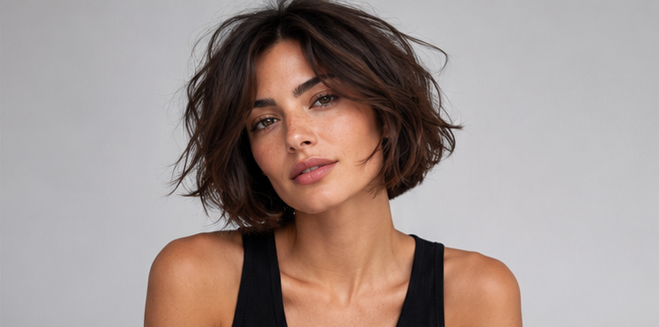 Realistic AI female image matching the messy italian bob.