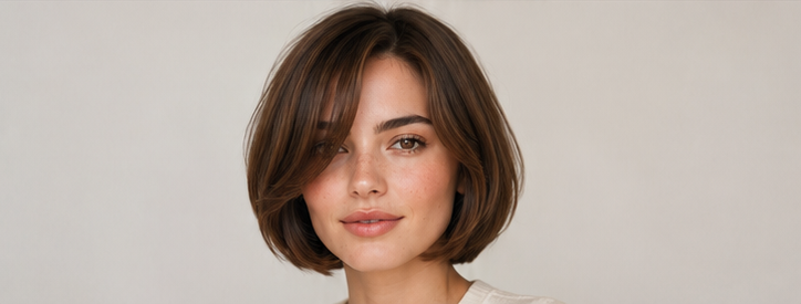 Realistic AI female image matching the soft rounded italian bob.