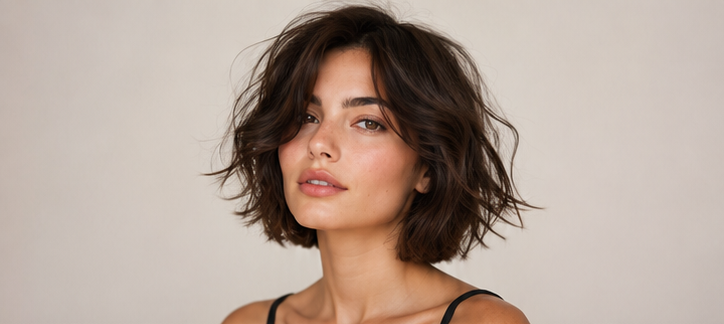 Realistic AI female image matching the textured italian bob.
