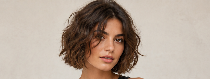 Realistic AI female image matching the wavy italian bob.
