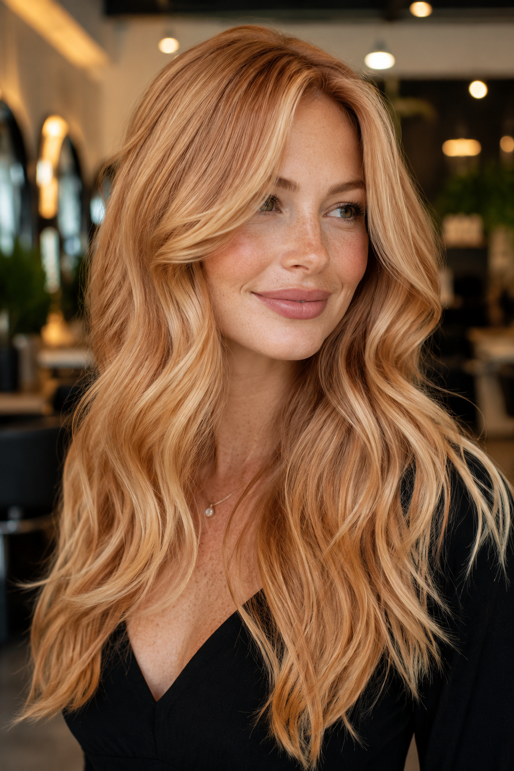 Buttercream blonde is a soft, creamy blonde that looks warm, fresh, and elegant.