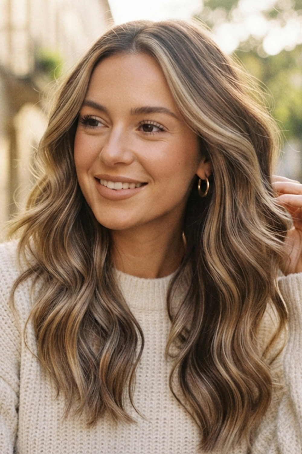Classic teddy bear bronde is a balanced mix of warm brunette and soft blonde tones.