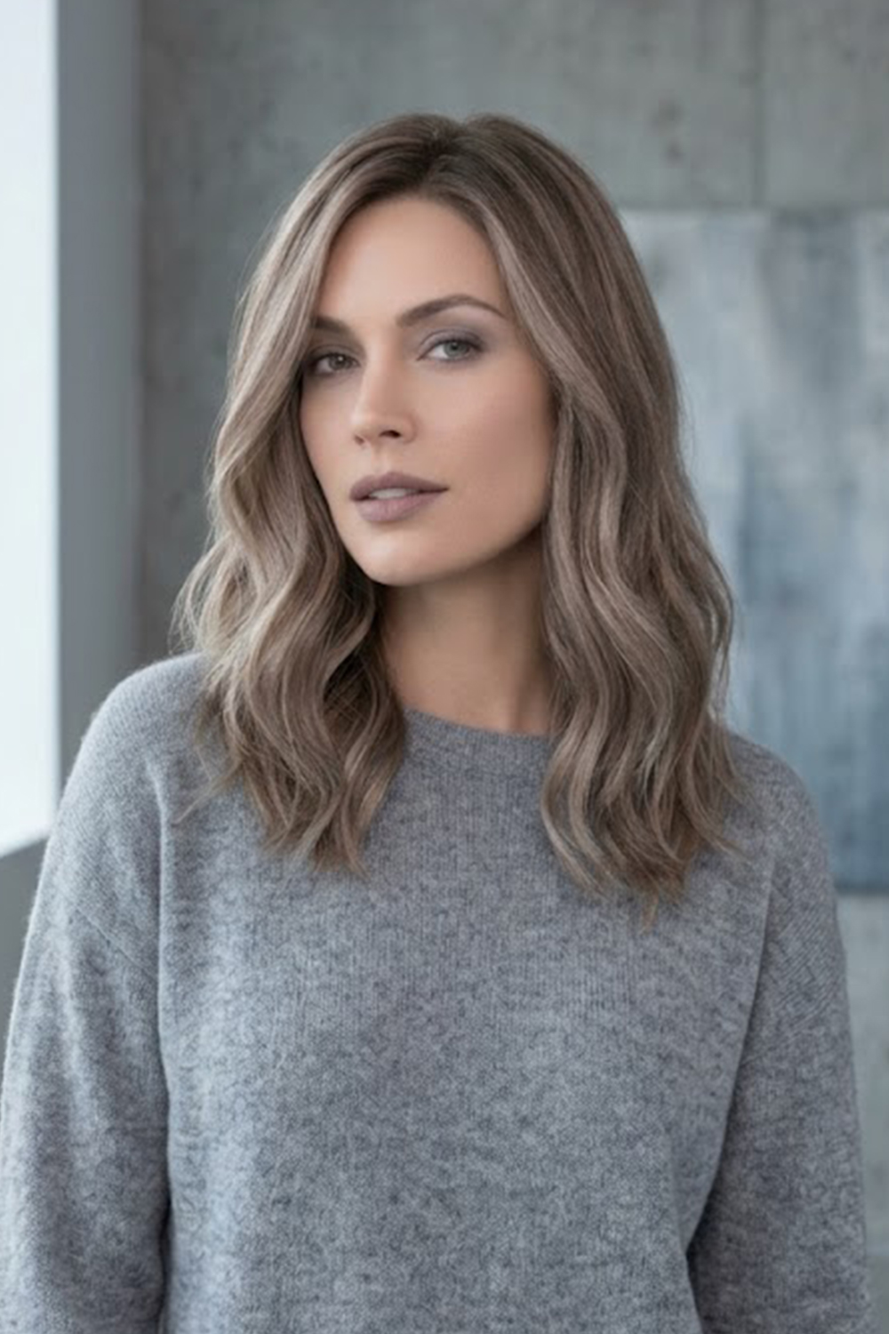 Ashy teddy bear bronde takes a cooler approach, blending soft brown with muted beige and ash-blonde tones.