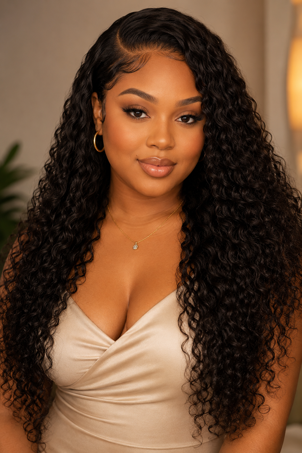 22. Curly Weave for Round Face
