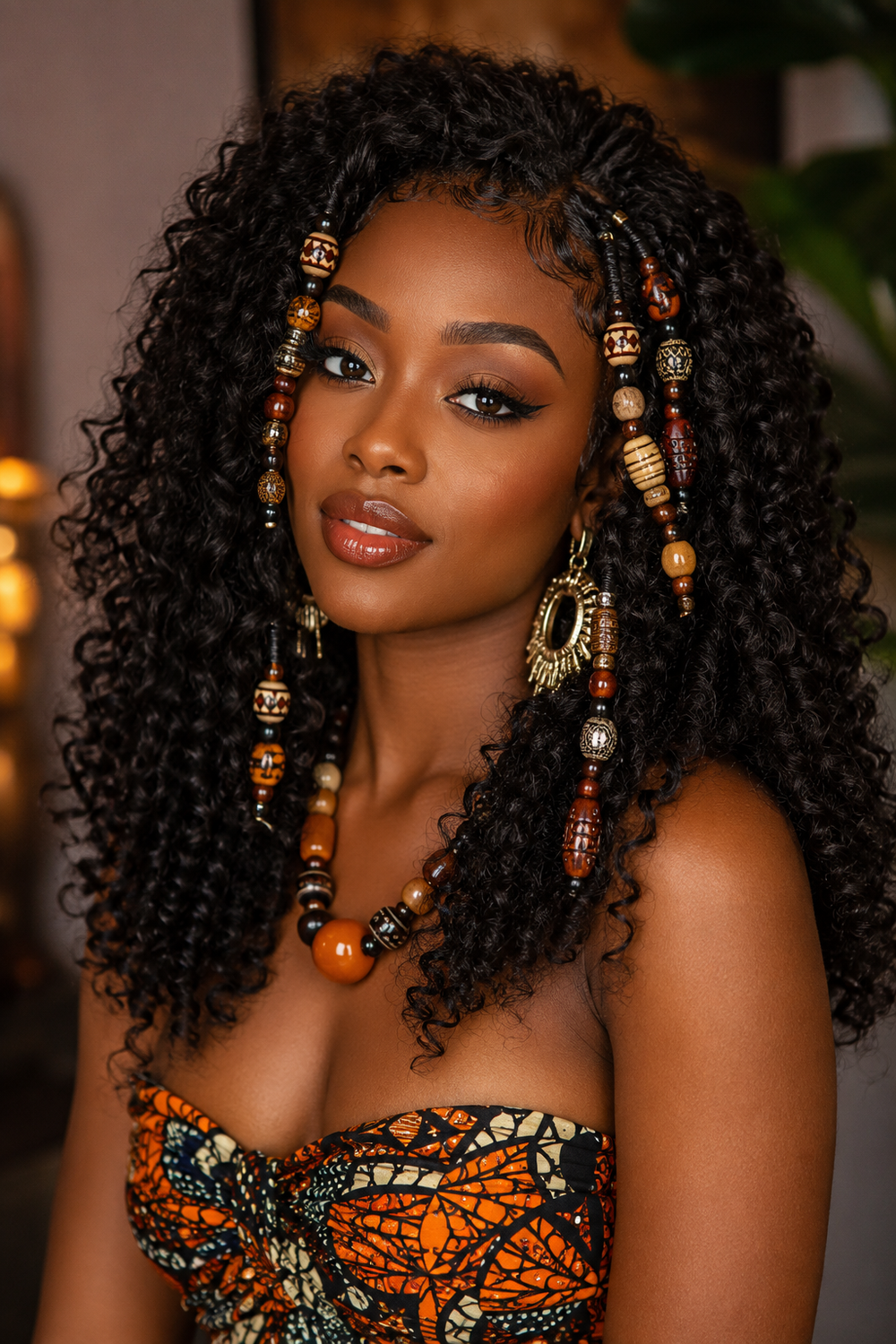 28. Curly Weave with Beads