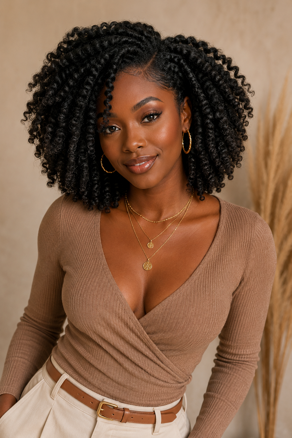 33. Curly Weave with Twist-Out Look