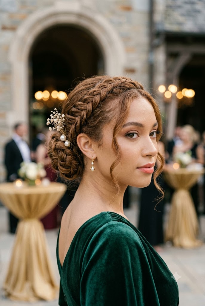 The braided updo bun suits anyone who wants more texture and detail in their updo.