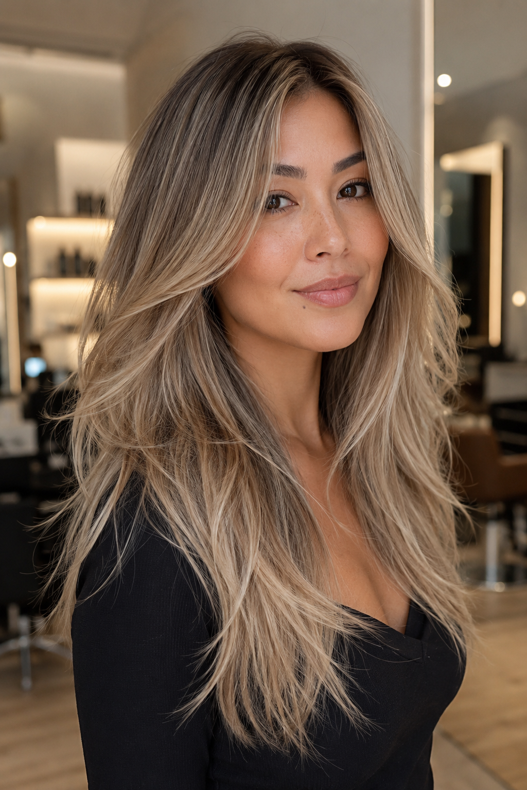 Cashmere sand blonde is a soft, beige-blonde shade with a luxurious, smooth finish that looks modern and expensive.
