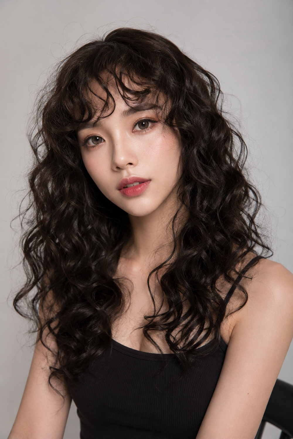 6. Curly Weave with Bangs