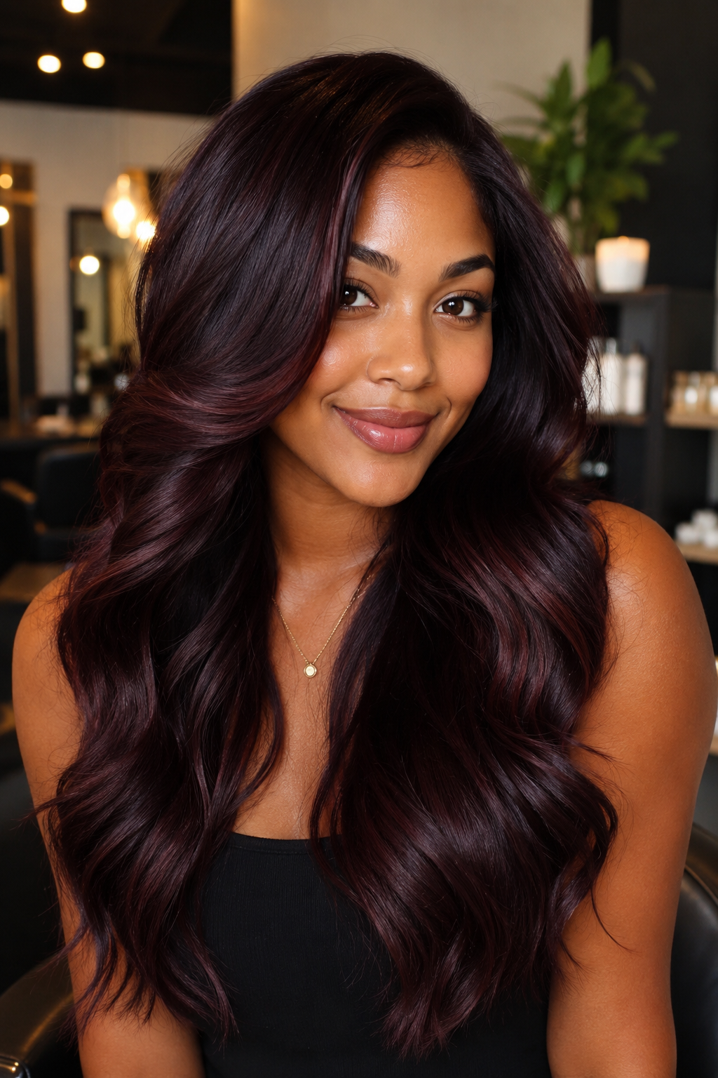 A burgundy tint is a deep, wine-inspired shade that adds richness to dark hair, perfect for anyone who wants a subtle but stylish change.