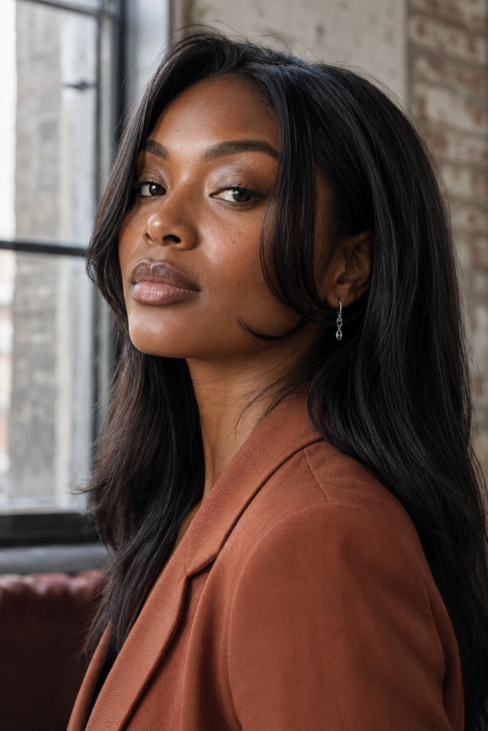 Jaw-skimming layers introduce shape around the lower face while preserving almost all your length.