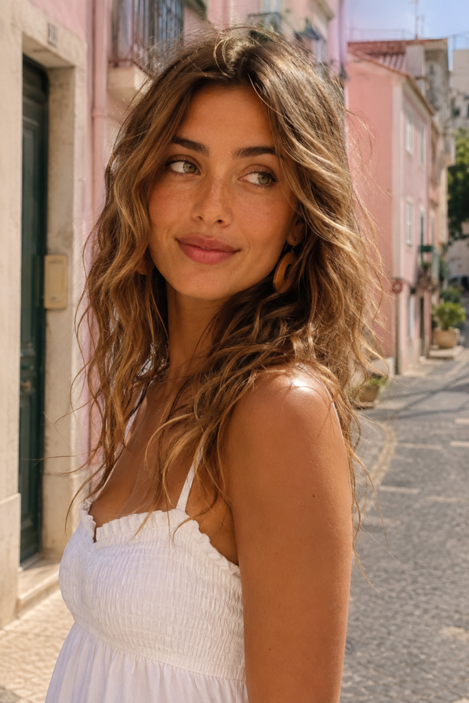 Natural waves give face-framing layers an effortless and softly romantic quality.