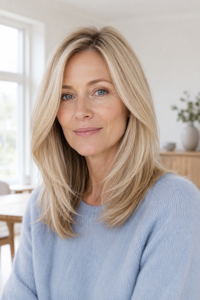 Carefully positioned front layers can make fine hair appear more dimensional and voluminous.