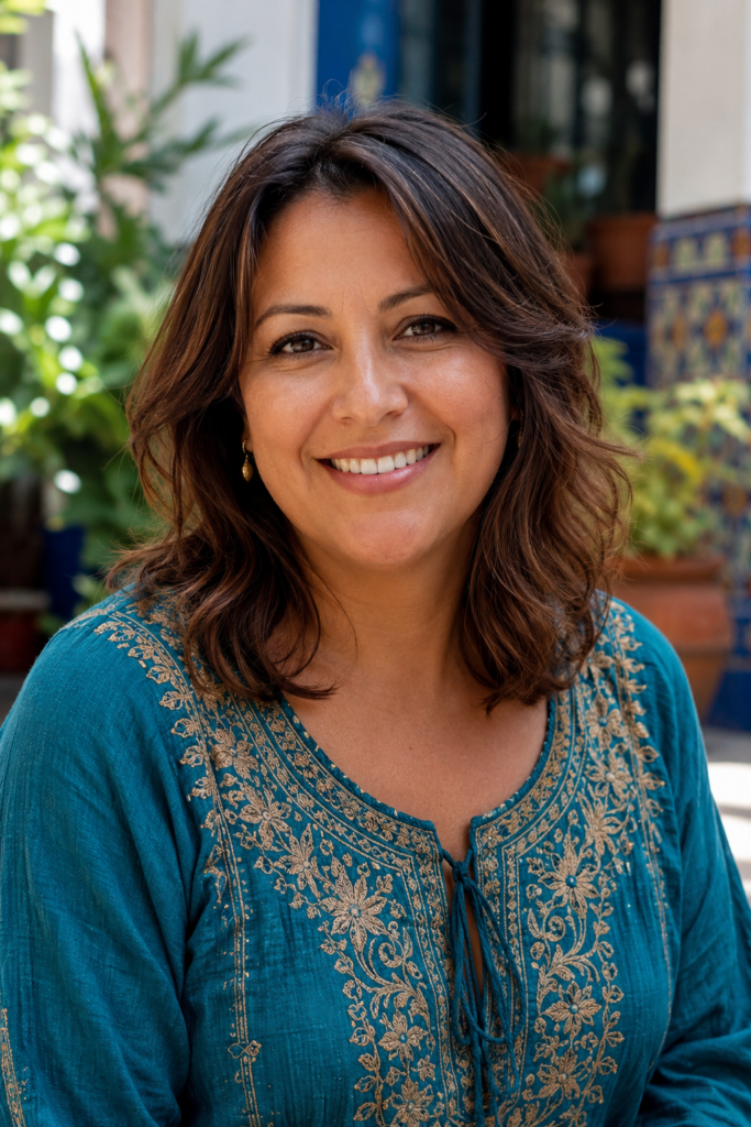 Shoulder-length hair gains personality when shorter sections interrupt its otherwise uniform front edge.