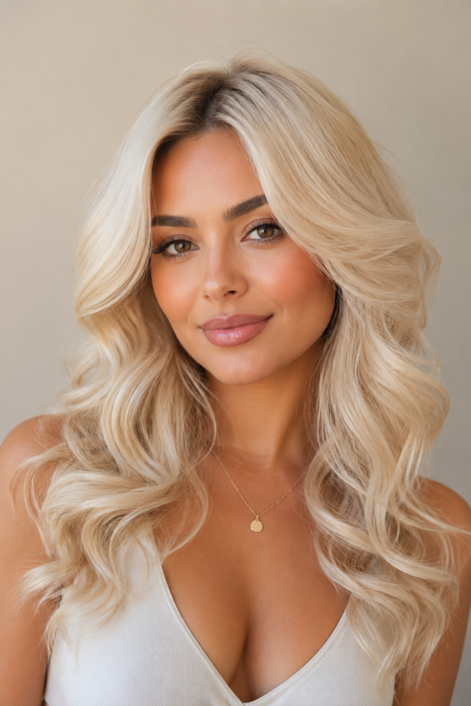 Vanilla blonde is a pale, creamy shade for fair to light-medium, neutral-undertone skin, flattering oval and heart-shaped faces on fine to medium hair.