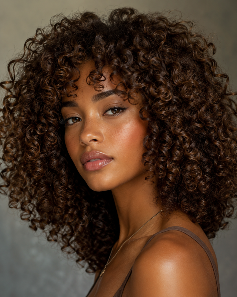 Chocolate brown looks absolutely stunning on curly and coily hair textures.