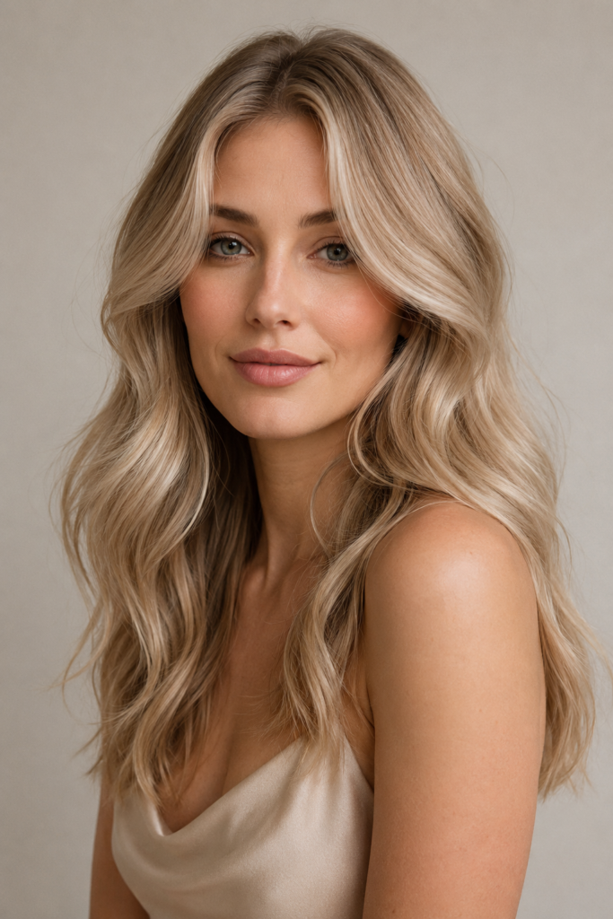 Beige blonde blends cool and warm tones into one soft, photogenic shade that suits nearly all skin tones.
