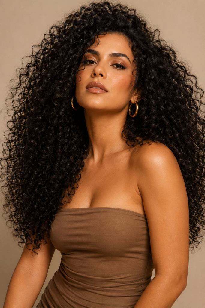 Kinky curly weave closely resembles natural 4C hair texture, offering a fuller, more voluminous appearance. 