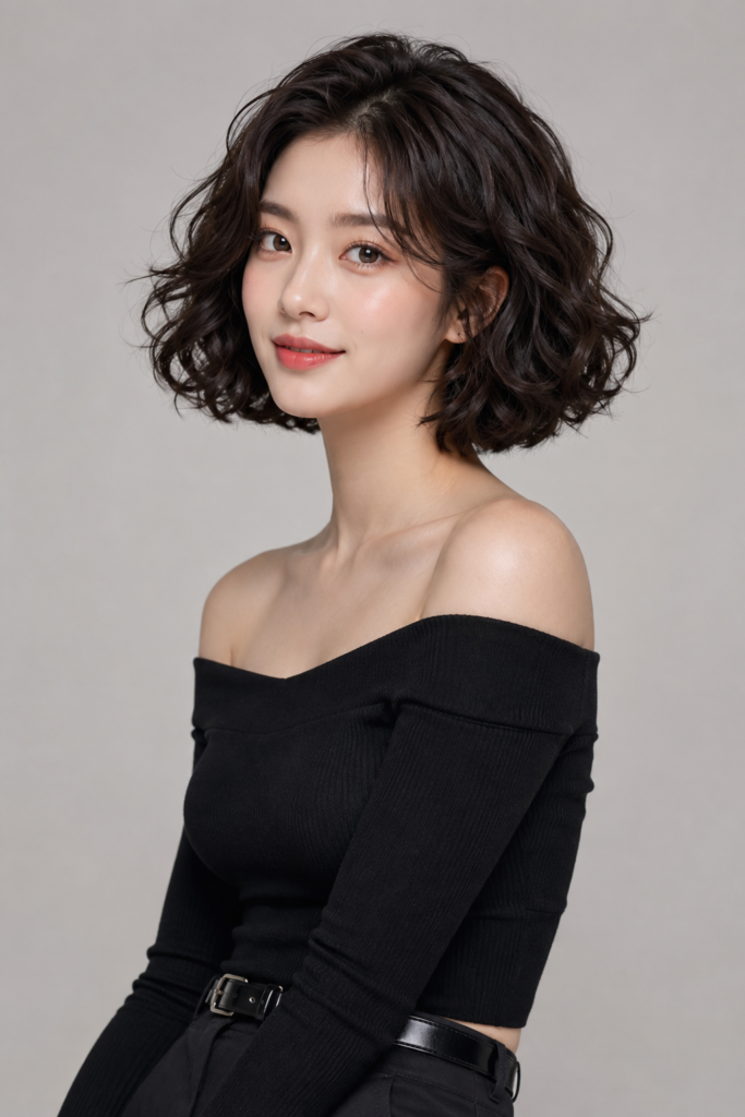 A curly bob weave combines chic short length with playful, bouncy texture. 
