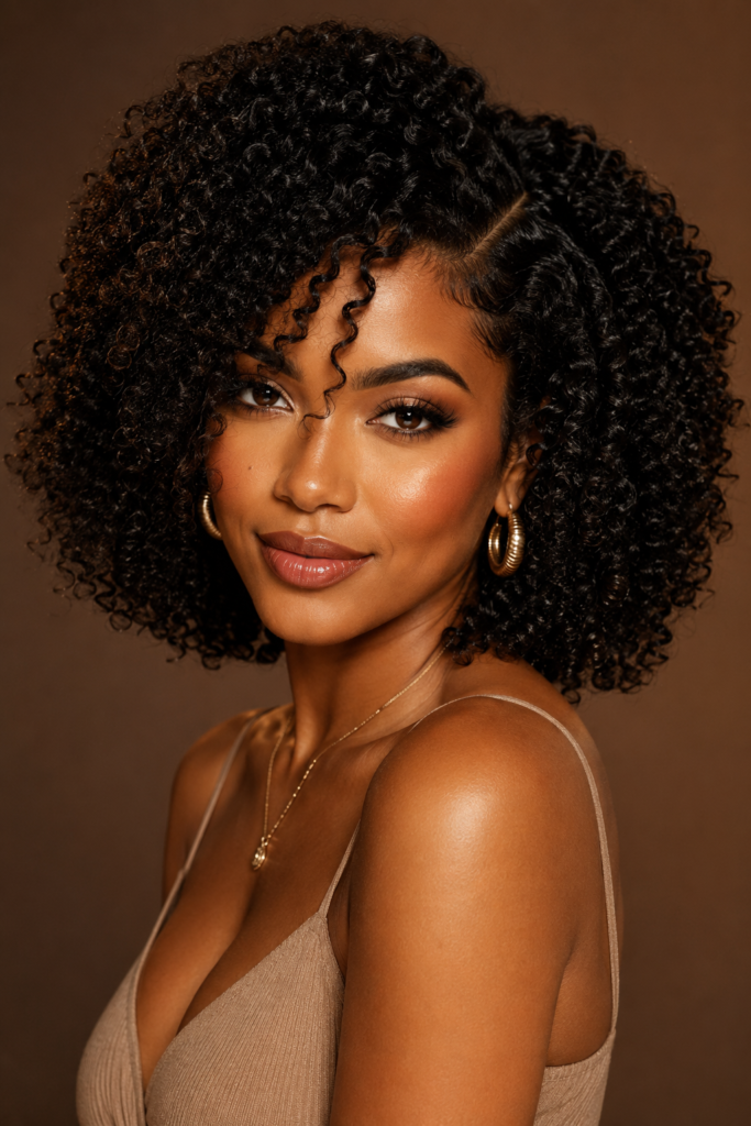 Mimicking a natural twist-out pattern, this curly weave style offers defined, zig-zag textured curls. 