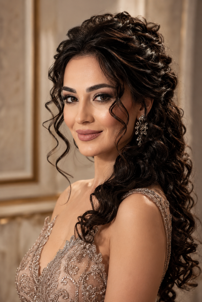 Polished, elegantly styled curls elevate any formal occasion, from weddings to galas. 