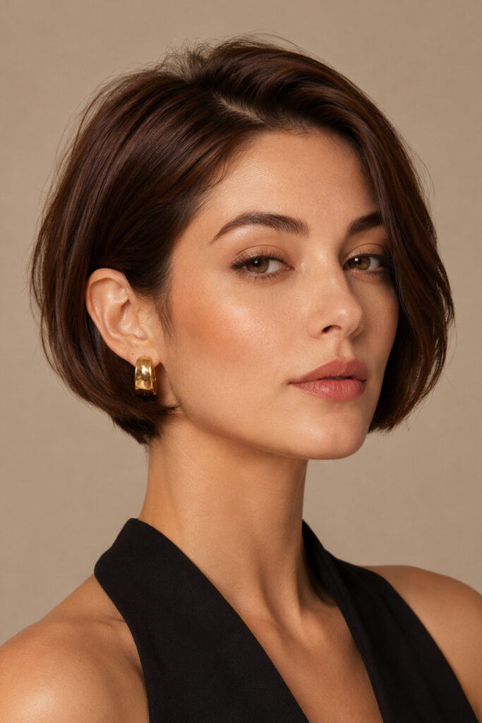The ear-length bob is a compact haircut that creates a strong and fashionable frame around the face.