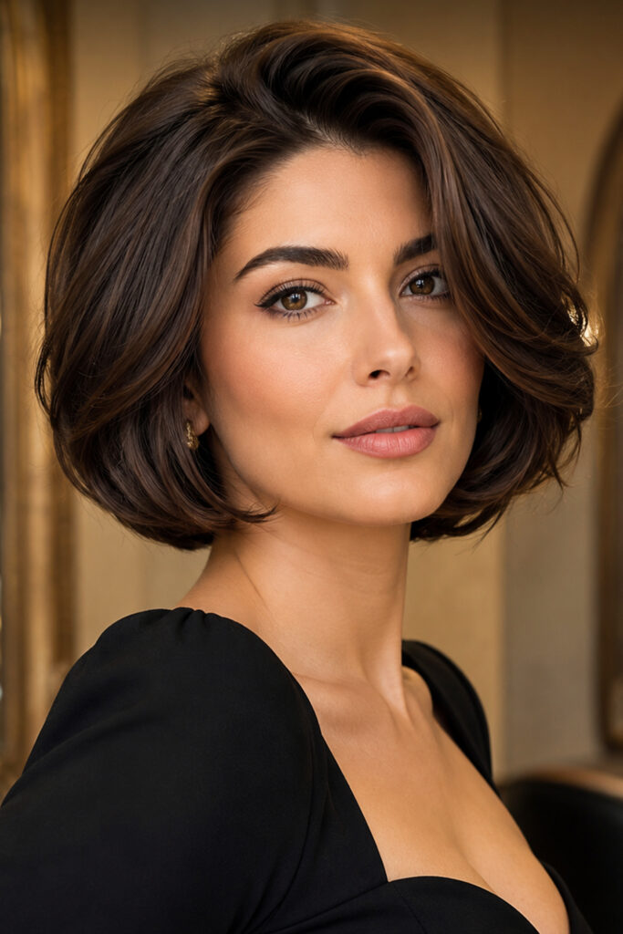 The Italian bob is a full, luxurious haircut that usually falls near the chin. 
