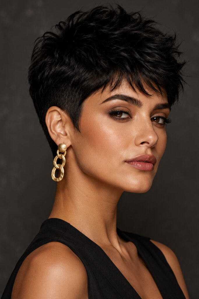 The sculpted pixie offers a bold and polished approach to short hair. 