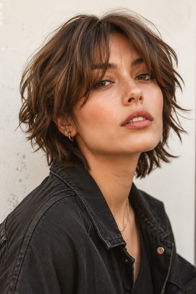 The short shag brings relaxed texture and playful movement to cropped hair. 