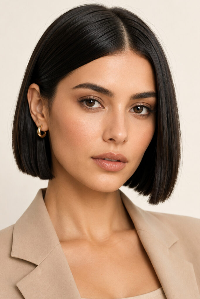 The sleek jaw-length bob remains one of the most polished short hair trends for women in 2026.