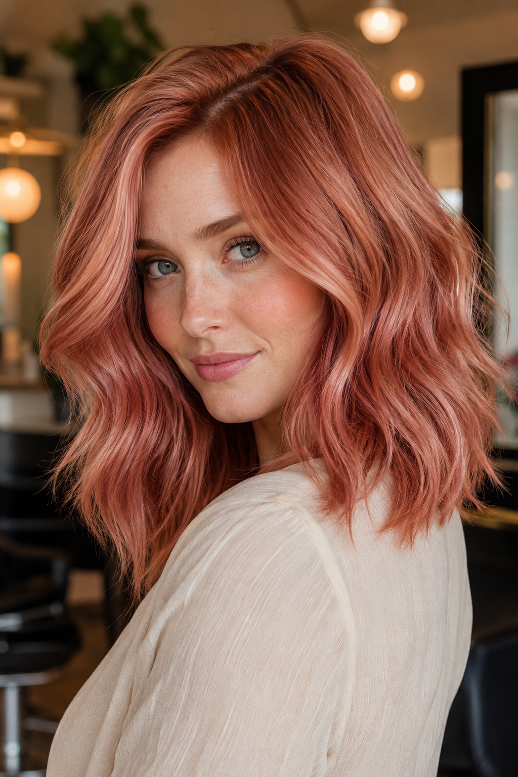 Copper rose blends copper with soft pink tones for a feminine, trendy look that's perfect for a fresh spring makeover.