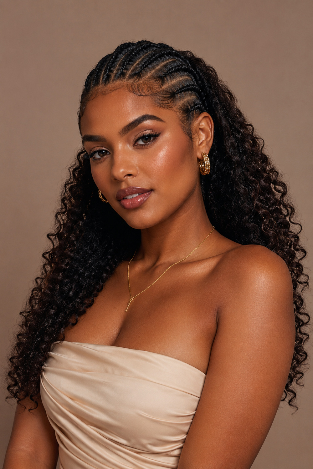 Cornrows with Curly Ends hairstyle