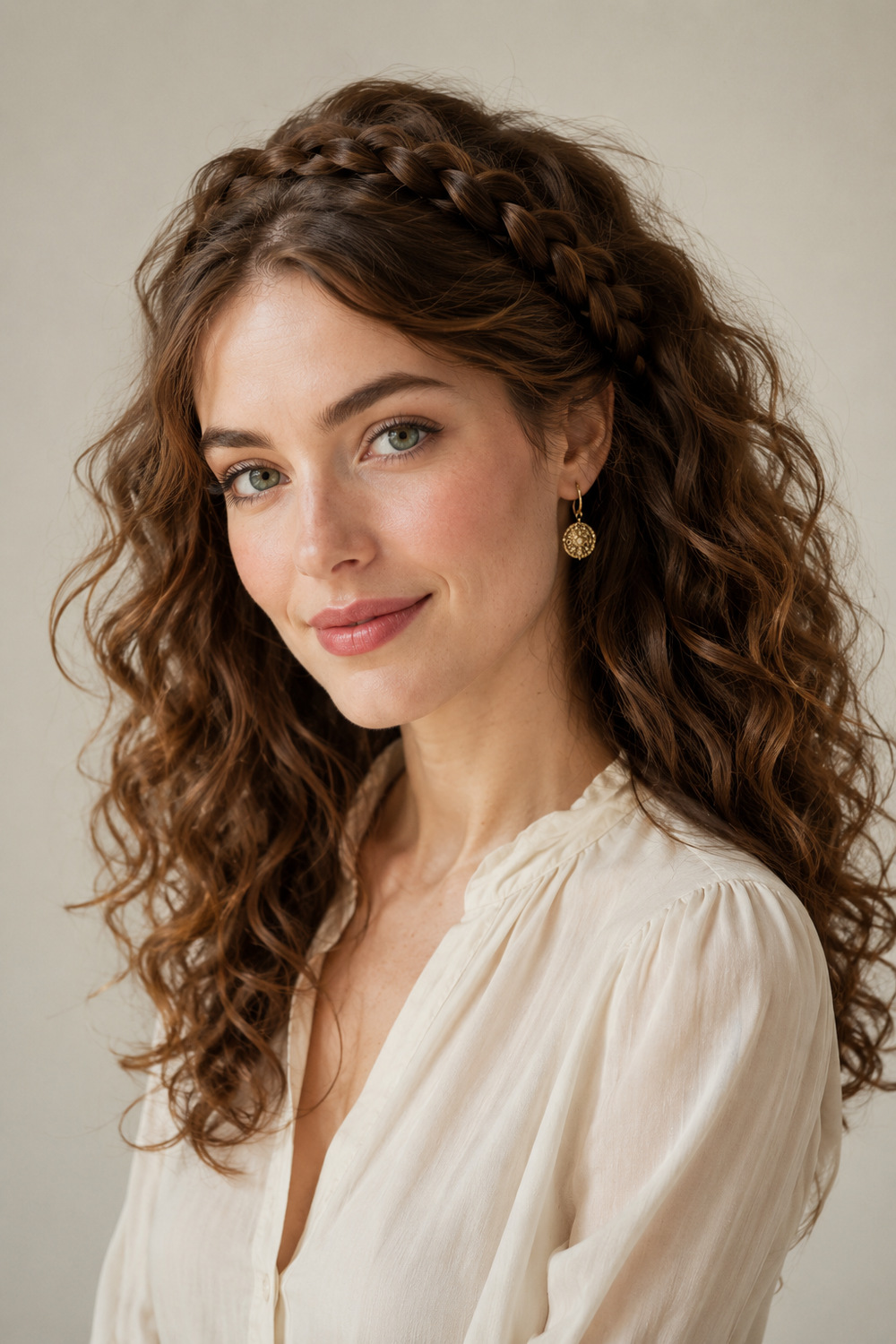 Curly Braided Headband Style hairstyle