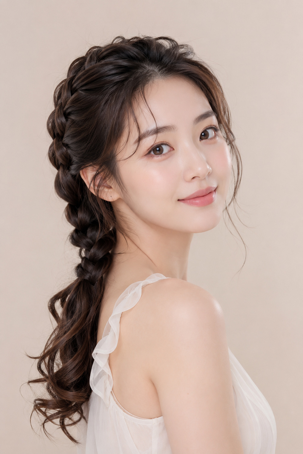 Dutch Braid with Curly Ends hairstyle