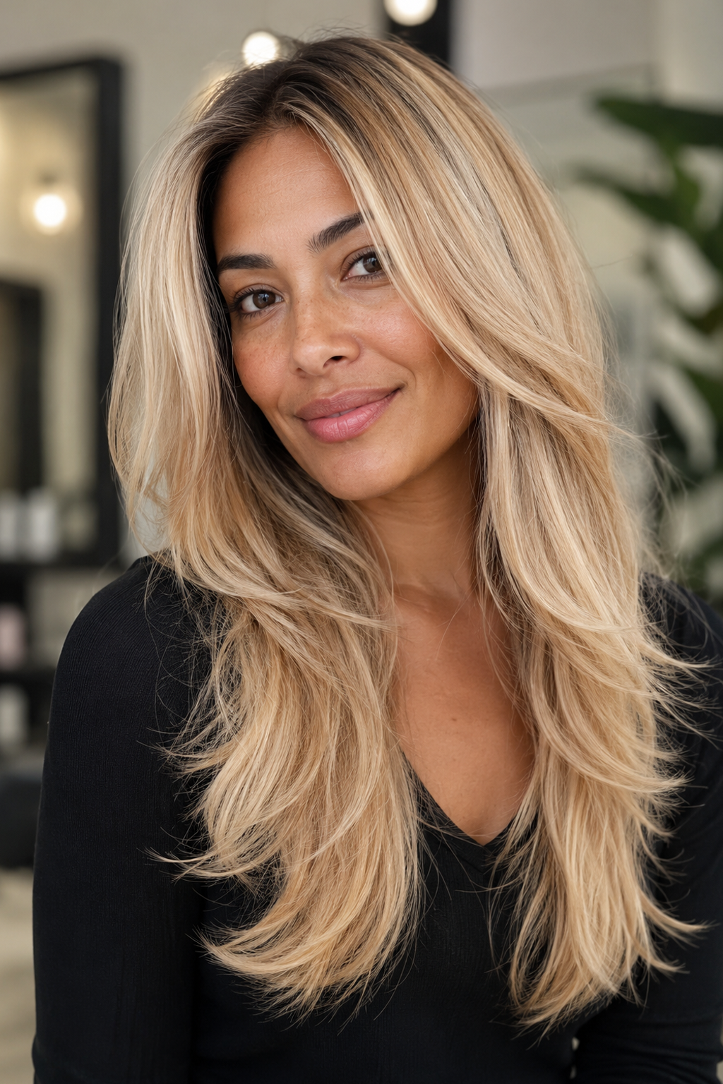 Buttercream blonde is a soft, creamy blonde that looks warm, fresh, and elegant.