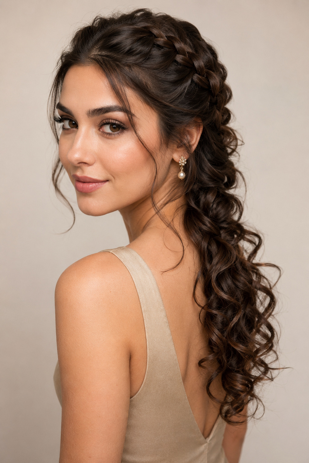French Braid with Curls hairstyle