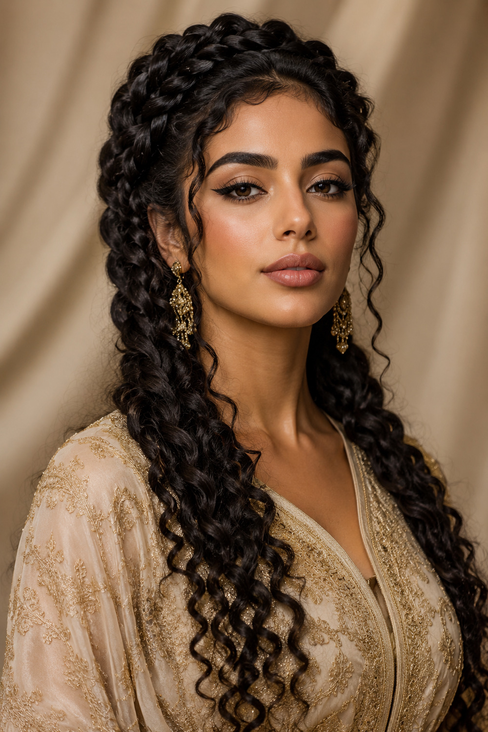 Goddess Braids with Curls hairstyle
