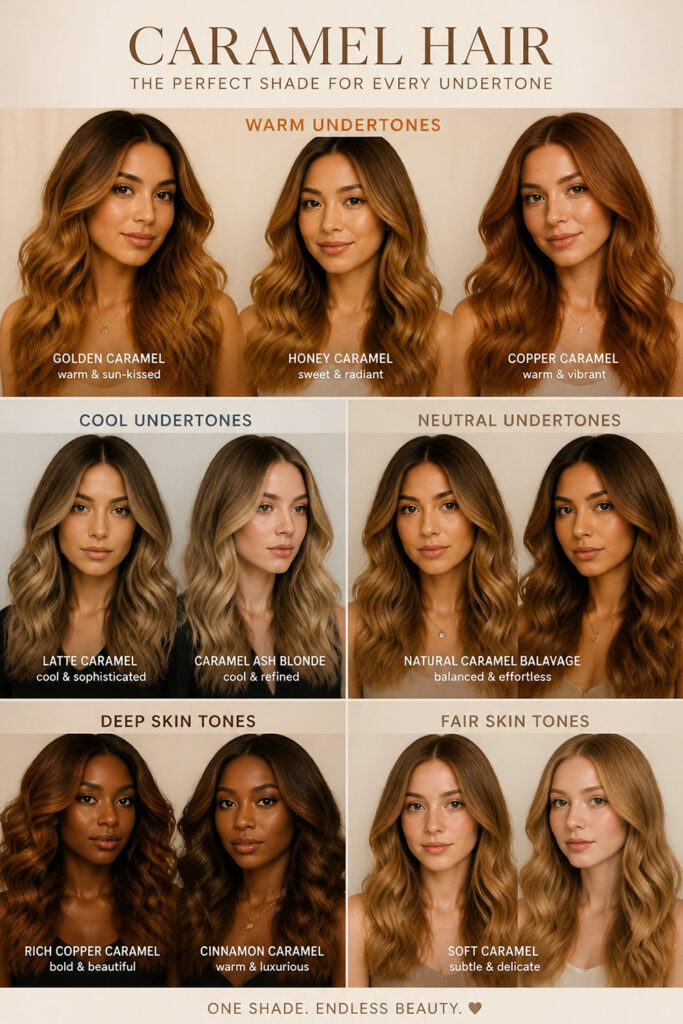 Skin tone and caramel shade matching chart
