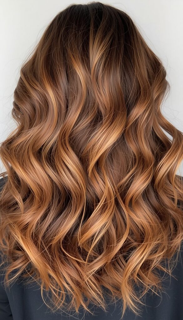 Curls and caramel balayage are a genuinely perfect match, since the natural spiral pattern catches light differently at every angle. 