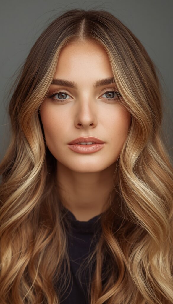 Natural waves and caramel balayage were made for each other, with the color settling beautifully into each bend. 