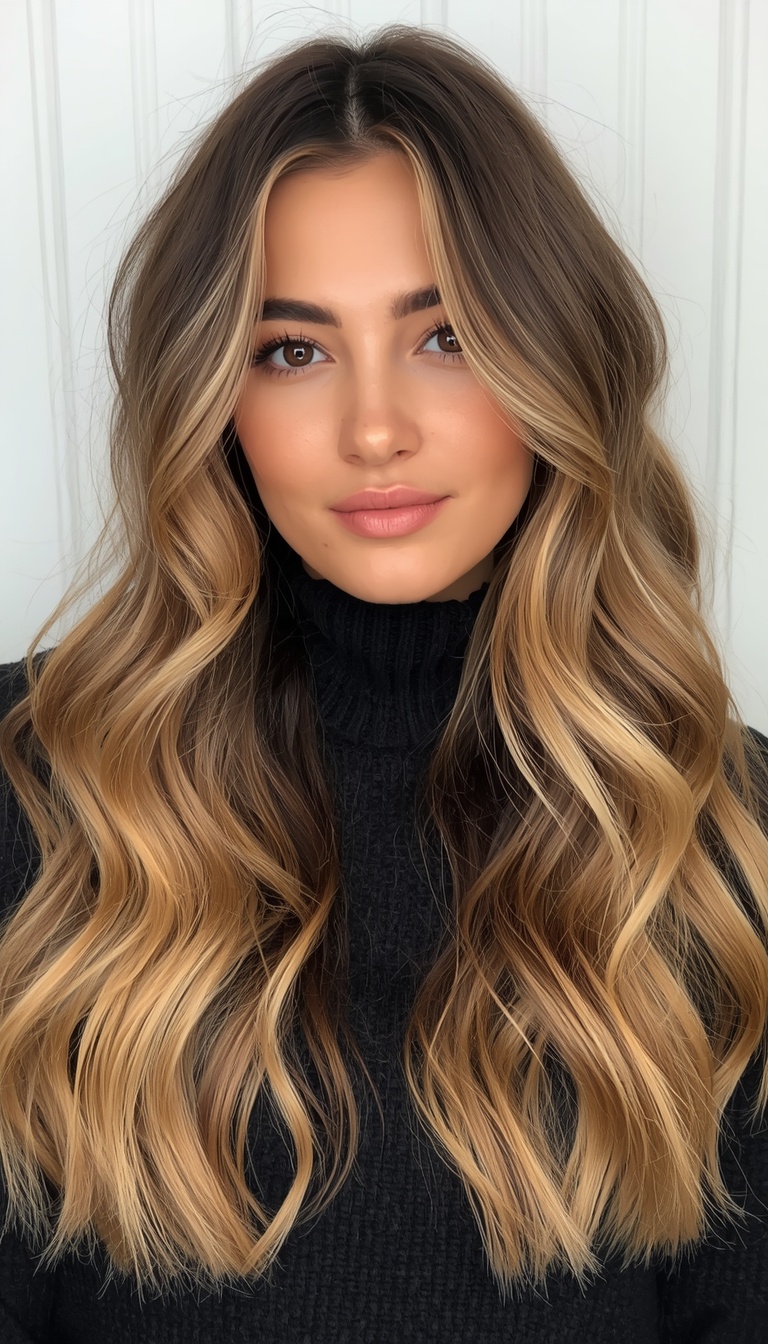 Long layers are a natural match for teddy bear bronde, as they let the mix of brown, beige, honey, and blonde really come through.