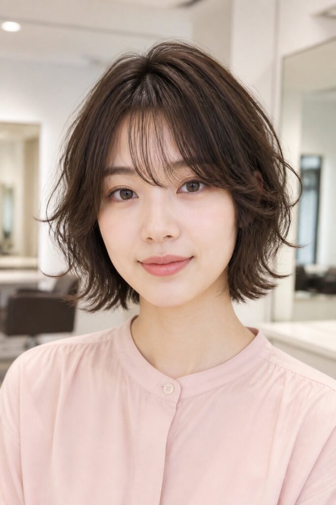 The shaggy bob combines the outline of a short bob with multiple soft, disconnected layers.