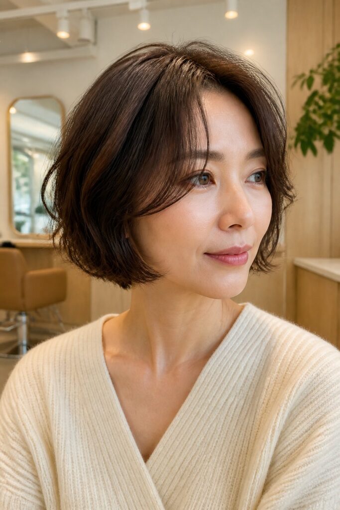 The tousled modern bob combines a defined short shape with relaxed, effortless texture.