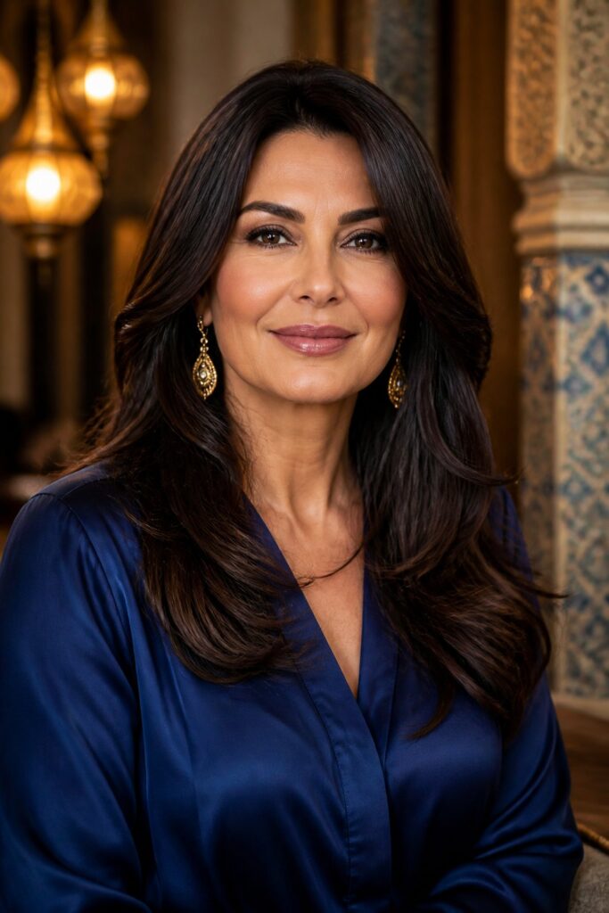 Rich brunette tones give butterfly layers a glossy and luxurious appearance. Chocolate, espresso, chestnut, and mocha are all flattering choices.