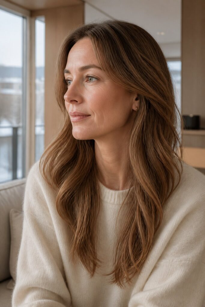 A subtle butterfly haircut keeps the layers long and carefully blended.
