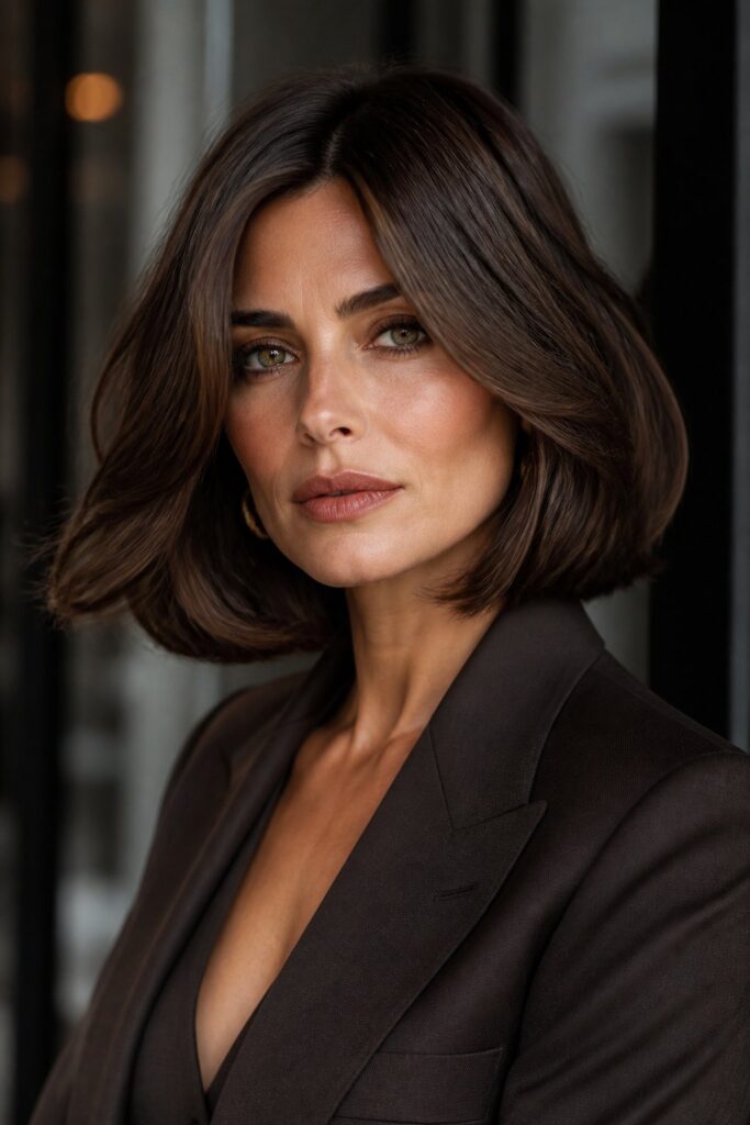 The Italian bob is fuller and slightly longer than a traditional French bob.